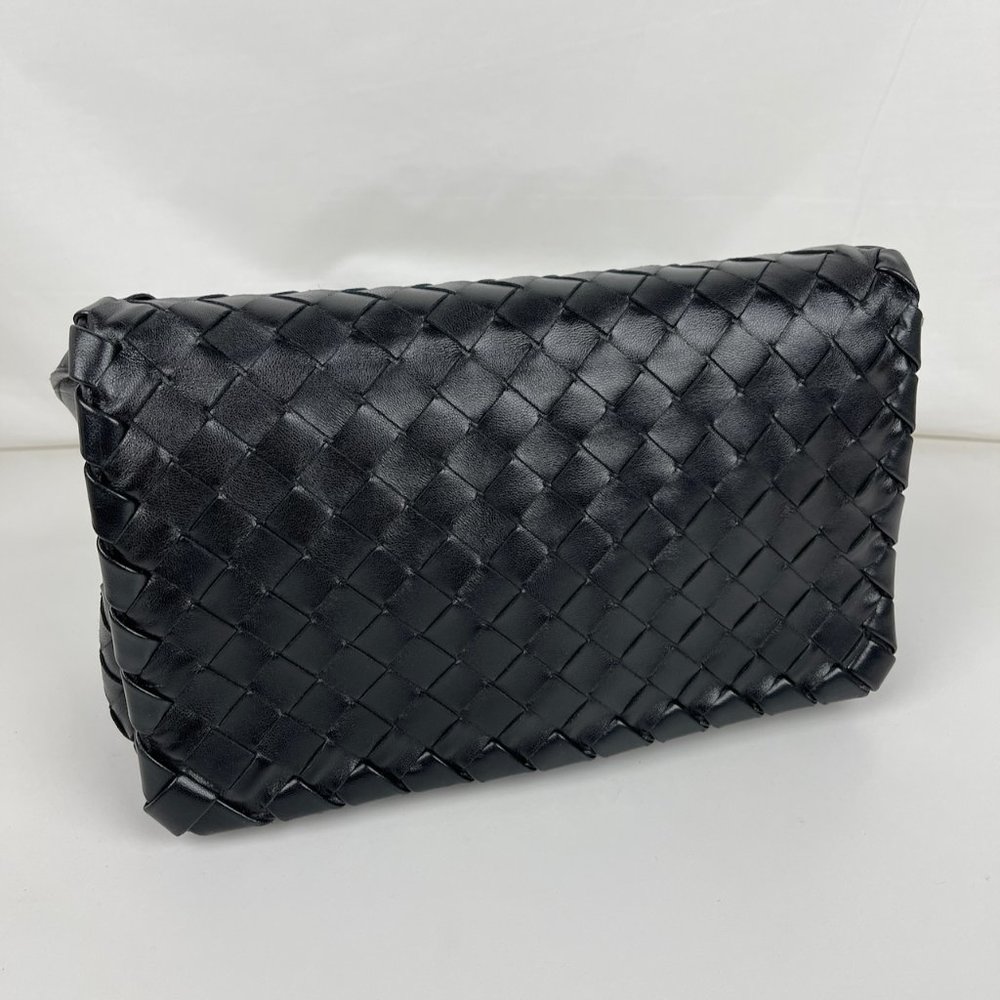 Bottega Veneta Intrecciato Black Nappa Leather Shoulder Bag
